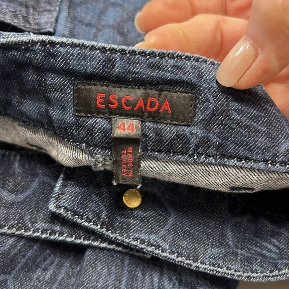 Escada Mandala Effect Print Blue Straight Leg Denim Size 44/L - Picture 8 of 13